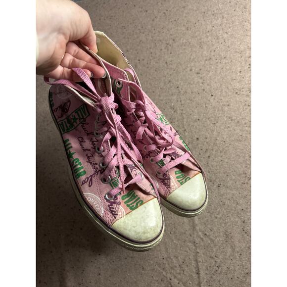 Pink Converse All Star High Tops Logo Print M9 W11 Y2K Skate Streetwear - Picture 2 of 7